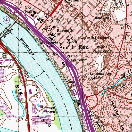 Topographic Map of Walker Playground, MA