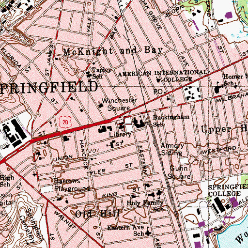 Topographic Map of Wesley United Methodist Church, MA