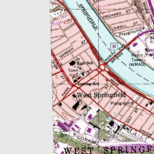 Topographic Map of William Cowing Elementary School, MA