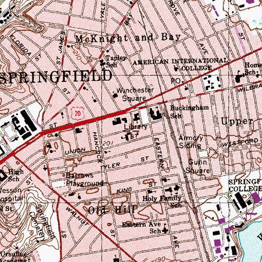 Topographic Map of William N Deberry School, MA