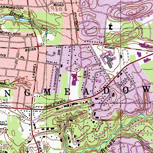 Topographic Map of Williams Middle School, MA