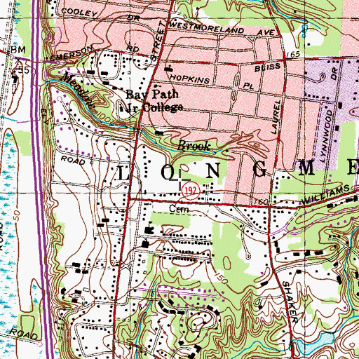 Topographic Map of Williams Street Playground, MA
