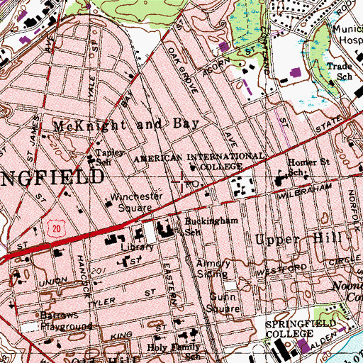 Topographic Map of Winchester Shoppers Plaza Shopping Center, MA