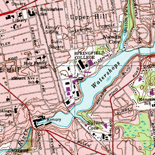 Topographic Map of Woods Hall, MA