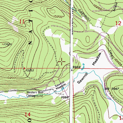 Topographic Map of Meadow Creek Fisherman Parking, CO