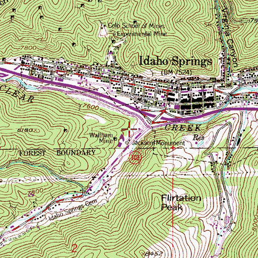 Topographic Map of Clear Creek District Ranger Office, CO