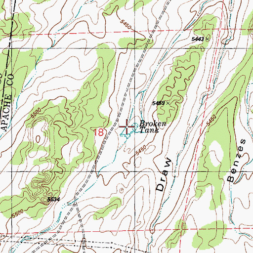 Topographic Map of Broken Tank, AZ