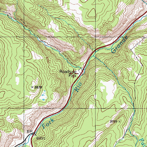 Topographic Map of Lake Fork Campground, CO
