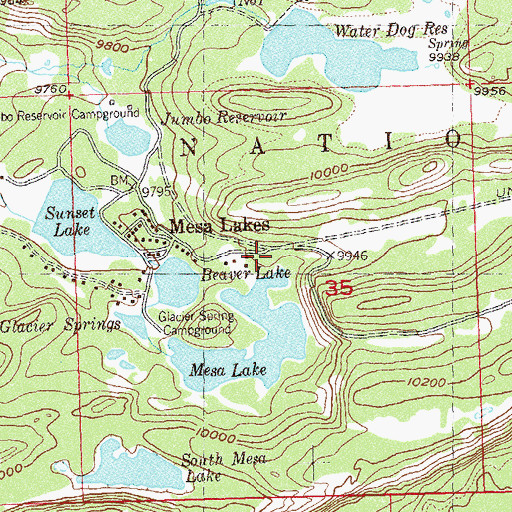Topographic Map of Mesa Lake Picnic Area, CO