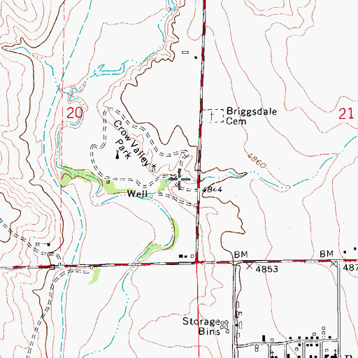 Topographic Map of Crow Valley Recreation Area, CO