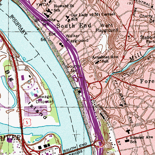 Topographic Map of Hampton County Jail, MA