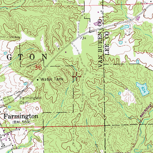 Topographic Map of Shimek State Forest Wildlife Management Area - Farmington Unit, IA