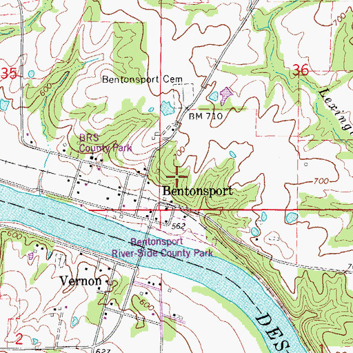 Topographic Map of Bentonsport Timber Area, IA