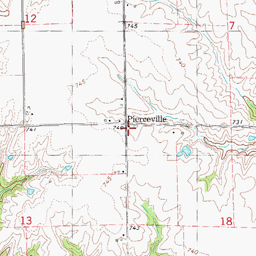 Topographic Map of Pierceville Post Office (historical), IA