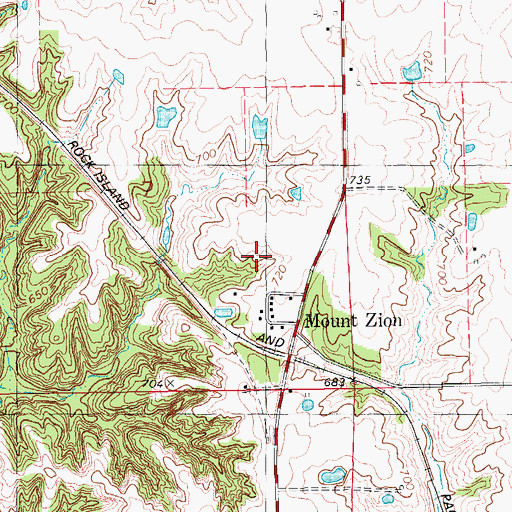 Topographic Map of Mount Zion (historical), IA