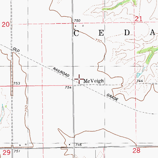 Topographic Map of McVeigh (historical), IA