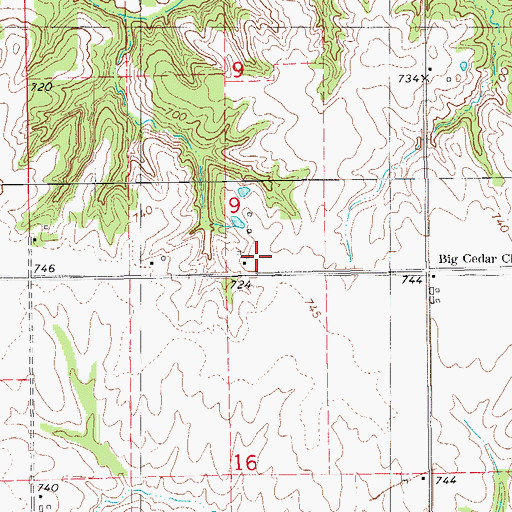 Topographic Map of Wilsonville Post Office (historical), IA