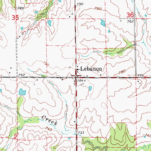 Topographic Map of Mechanicsburgh Post Office (historical), IA