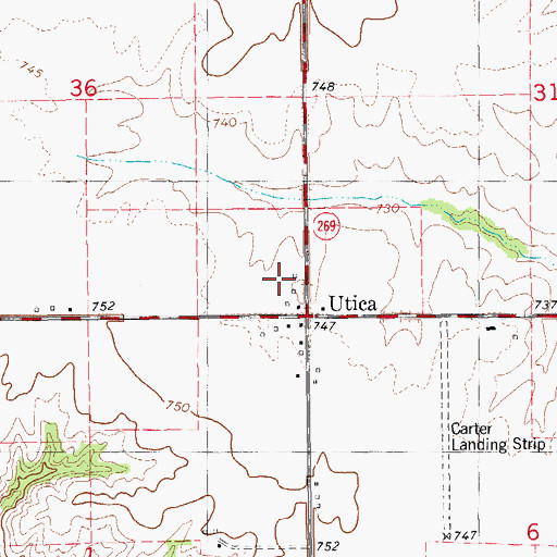 Topographic Map of Utica Post Office (historical), IA