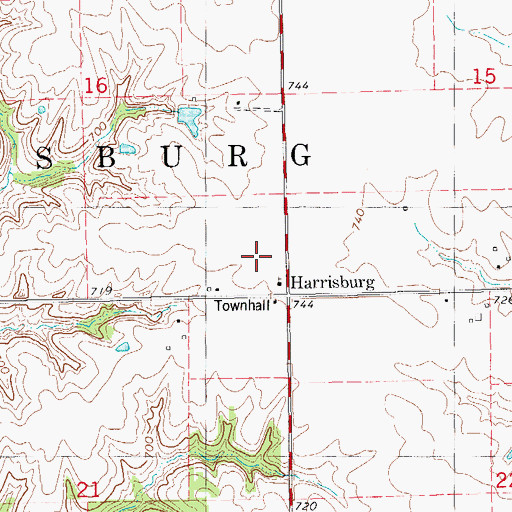 Topographic Map of Harrisburg Post Office (historical), IA