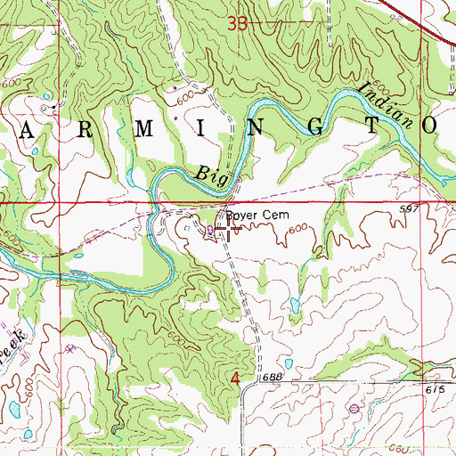 Topographic Map of Boyer (historical), IA