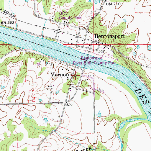 Topographic Map of Vernon Post Office (historical), IA