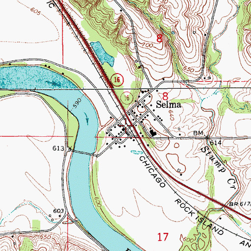 Topographic Map of Selma (historical), IA