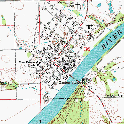 Topographic Map of Keosauqua Post Office, IA
