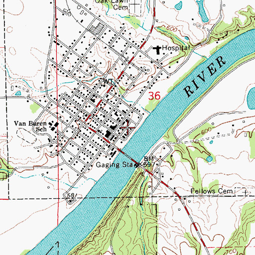 Topographic Map of Keosauqua Fire Department, IA