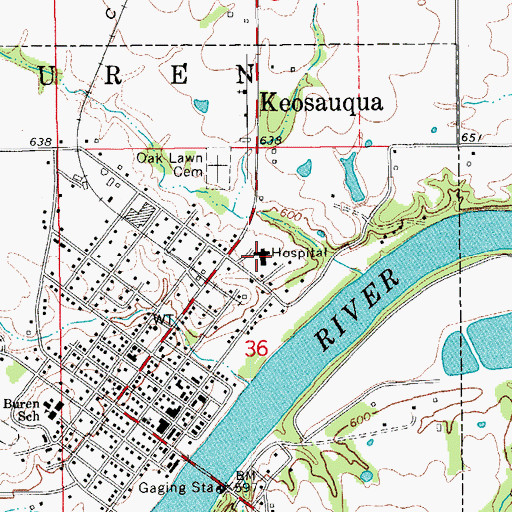 Topographic Map of Keosauqua Medical Clinic, IA