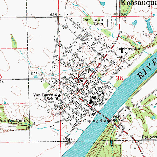 Topographic Map of Van Buren County Courthouse, IA