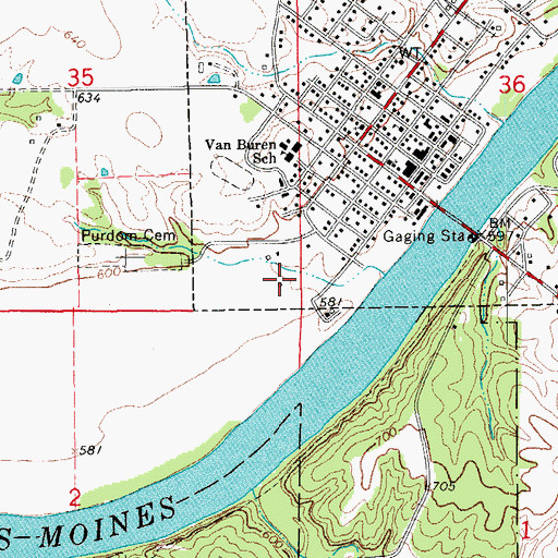 Topographic Map of Van Buren Recreation Area Golf, IA