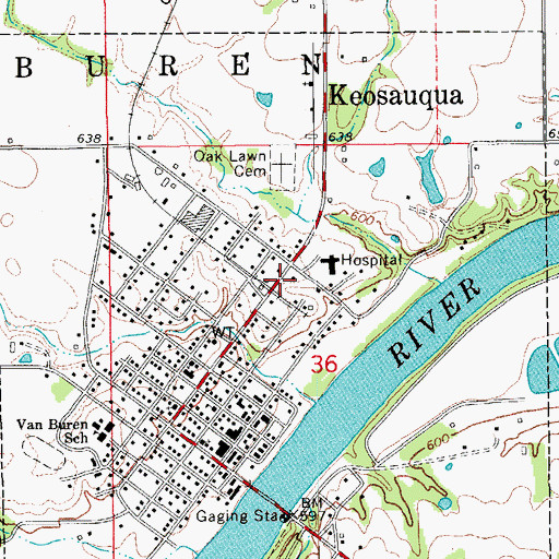 Topographic Map of Keosauqua (historical), IA