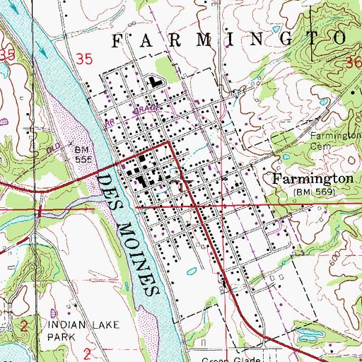 Topographic Map of Farmington Clinic, IA