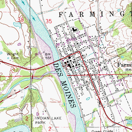 Topographic Map of Farmington Post Office, IA