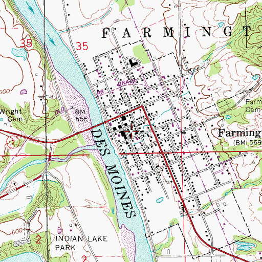 Topographic Map of Farmington Public Library, IA
