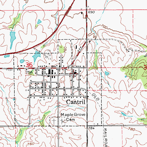 Topographic Map of Cantril Elementary School, IA