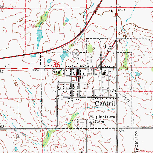 Topographic Map of Cantril Christian Church, IA