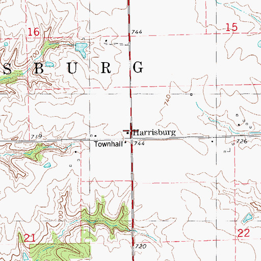 Topographic Map of Harrisburg Baptist Church, IA