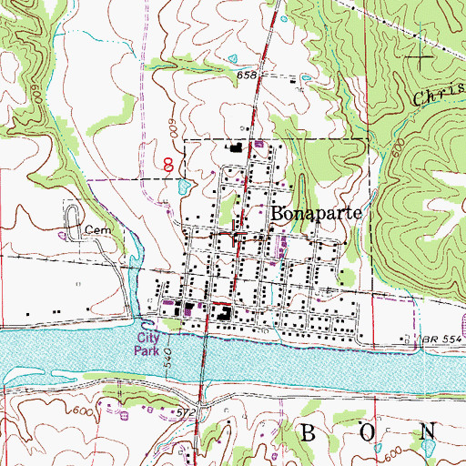 Topographic Map of Bonaparte Baptist Church, IA