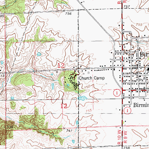 Topographic Map of Birmingham Free Methodist Church, IA