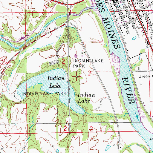 Topographic Map of Indian Lake Park Trail, IA