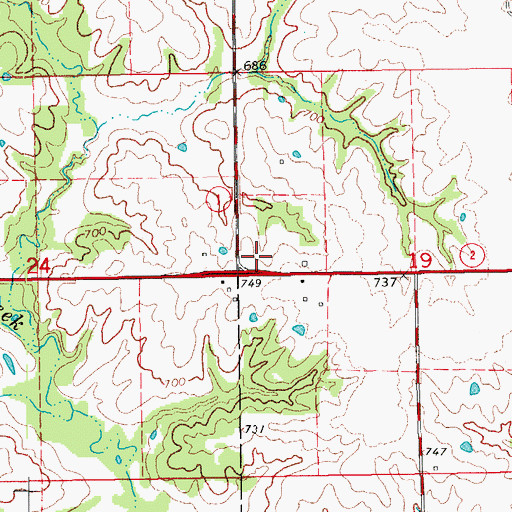 Topographic Map of Old Military Road Historical Marker, IA