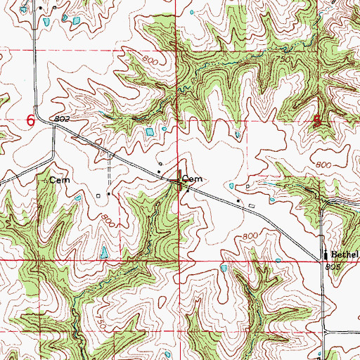Topographic Map of Hissem Cemetery, IA