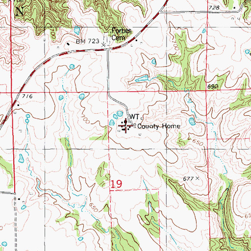 Topographic Map of County Farm Cemetery, IA