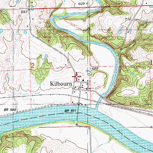 Topographic Map of Kilbourne Cemetery, IA