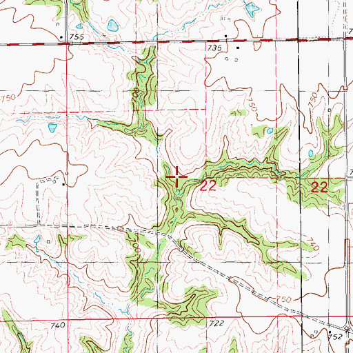 Topographic Map of Topping Cemetery, IA