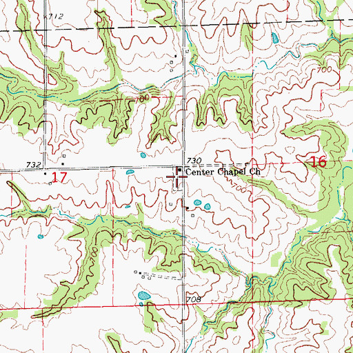 Topographic Map of Center Chapel Cemetery, IA