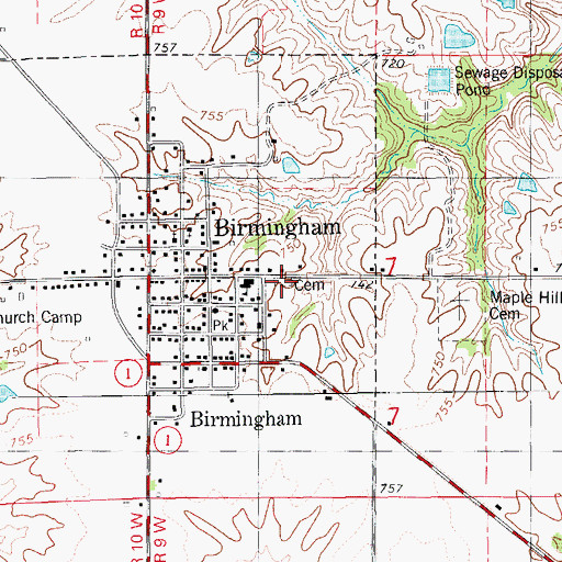Topographic Map of Methodist Episcopal Cemetery, IA