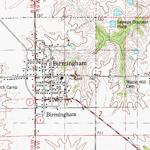 Topographic Map of United Presbyterian Cemetery, IA